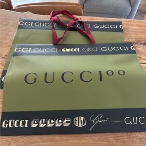 Set of 2! NEW GUCCI Limited Edition 100 Paper Shopping Bag 18" x 14" x 6